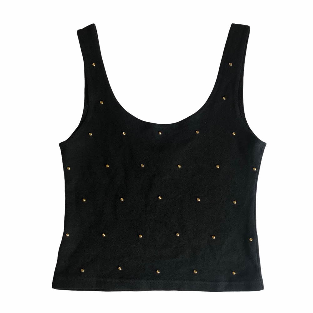 Vintage Express Tricot Black Studded Crop Tank M